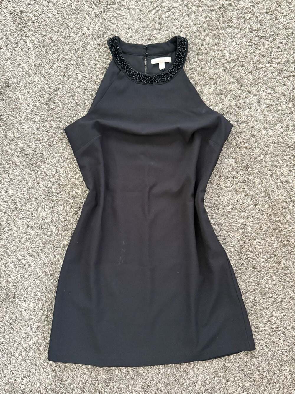 Banana Republic Black Halter Slip Dress with Beaded Neckline